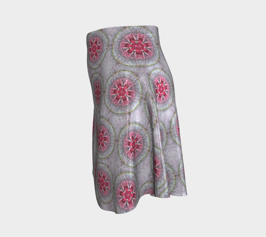 Silver and Pink Star Pattern Short Flared Skirt
