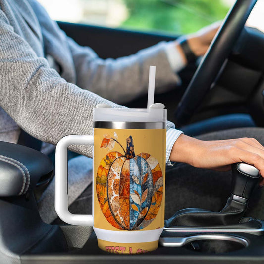 Just a Girl Who Loves Fall Pumpkins 40oz Stainless Steel Insulated Tumbler with Handle and Lid