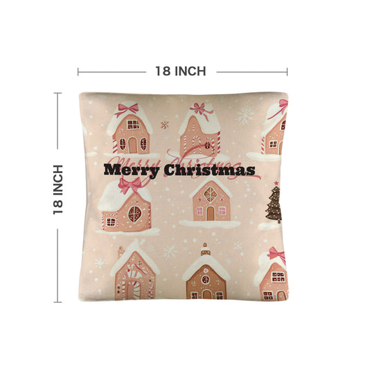 Pink Merry Christmas Pillow Cases Custom Pillow Case 18x18inch (One Side Printing)(Pack of 2)(Made in USA)