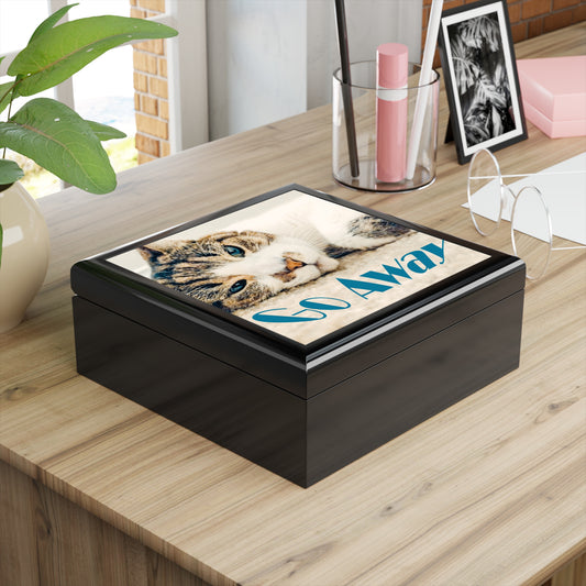 Lazy Cat Says Go Away Jewelry Box