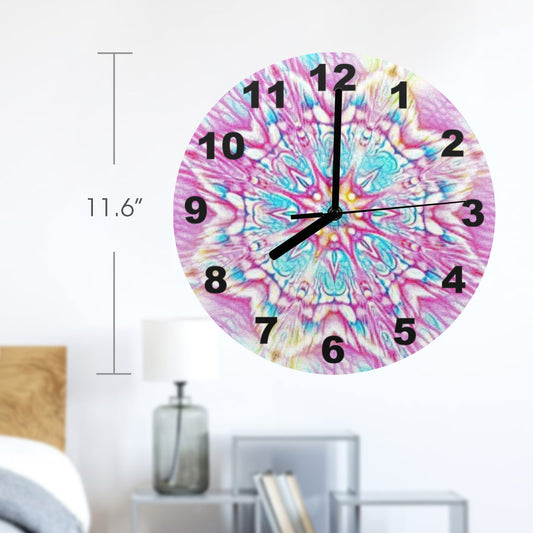 Reloj de pared con diseño de estrella rosa (fabricado en EE. UU.)