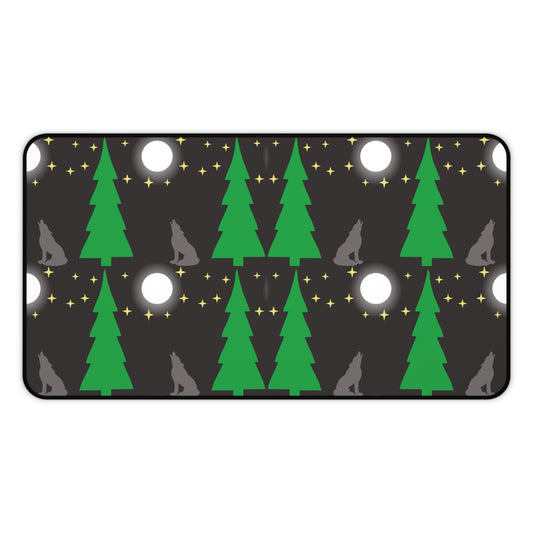 Grey Wolves Howling at the Moon Desk Mat