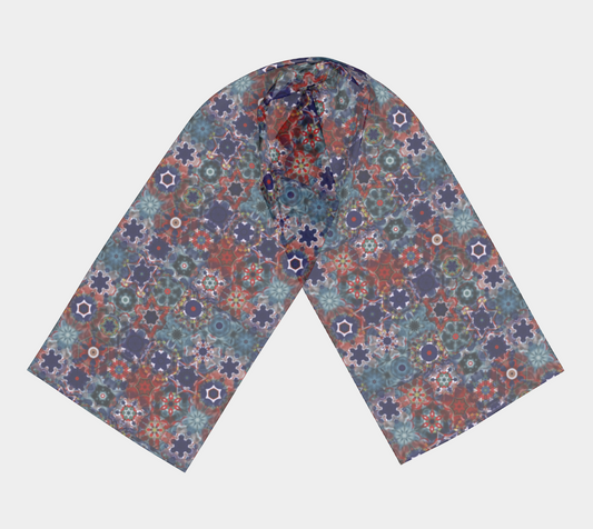 Women's Vibant Blue Circle Pattern Long Scarf