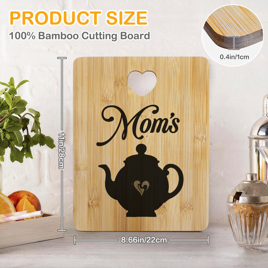 Mom's Tea Kettle Custom Rectangle Bamboo Cutting Board (One Side Printing) | Ships from USA