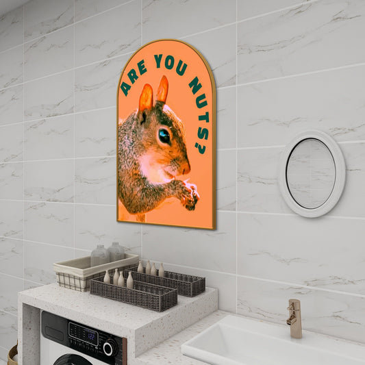 Are You Nuts? Funny Squirrel Arched Canvas Print Wall Art (Made in USA)