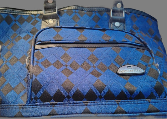 American Flyer Blue and Black Carry-on Bag - Shell Design Boutique