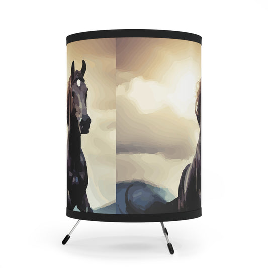 Lámpara trípode Wild Black Horse con pantalla impresa de alta resolución, enchufe de EE. UU. y Canadá