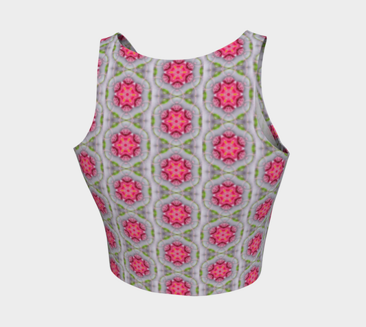 Silver and Pink Star Pattern Athletic Crop Top