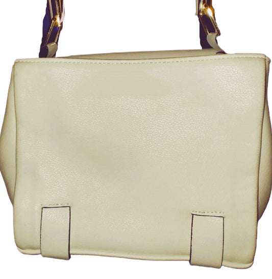 Gianni Bini White Handbag with Clear Acrylic Handle - preowned