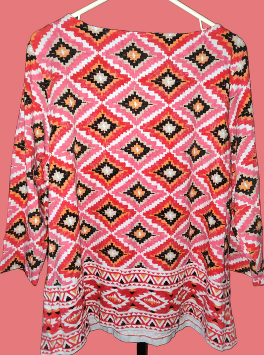 Ruby Rd Favorites Red and Pink Blouse - preowned