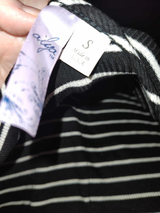 Black and White Striped Short Dress with Back Cutout - Size S