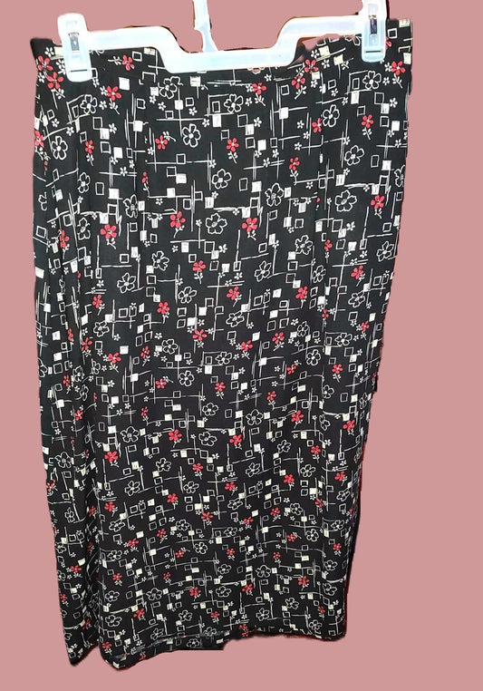 Sag Harbor Black Shirt and Midi Skirt 2-piece Outfit Set