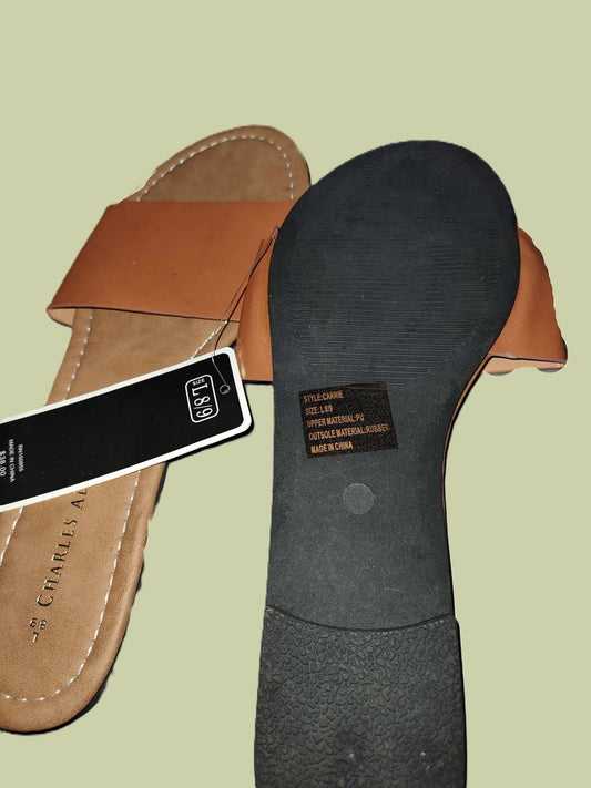 Women's Reflective Gold Flat Bottom Sandals Slides - new with tags