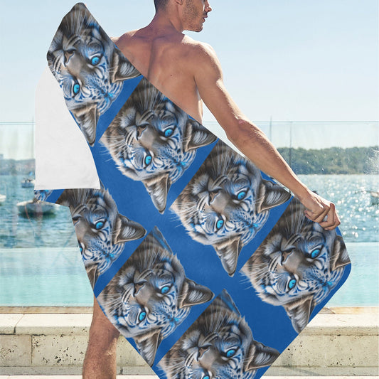 Toalla de playa Blue Wildcat - 76,2 x 152,4 cm (fabricada en EE. UU.)