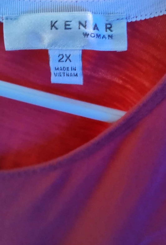 Women's Kenar Coral Plus Size Top with Back Zipper - preowned