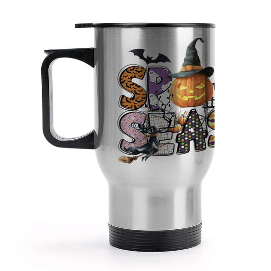 Halloween Spooky Season 14 oz Travel Tumbler Coffee Mug with Handle (Made in USA)