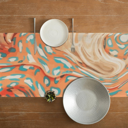 Orange Marble Table Runner - 72" x 13" (Made in USA)