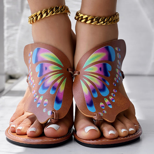 Butterfly Comfortable Summer Round Toe Flip Flops Casual Women's Footwear
