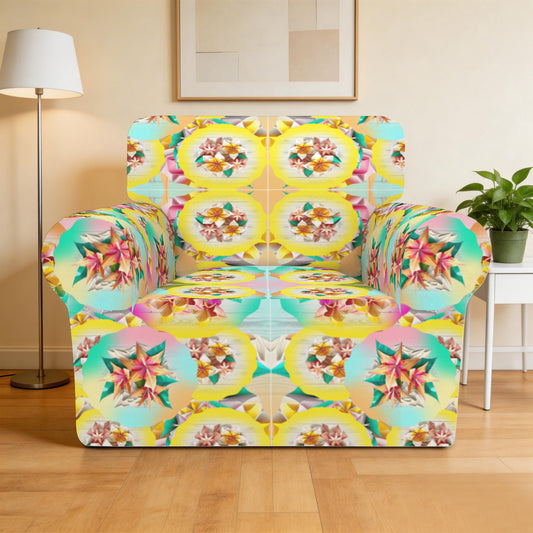 Circle Floral Pastel Pattern Single Seater Sofa Cover | Ships from USA