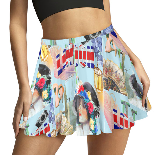 Women's London Fashion All Over Print Mini Skater Skirt