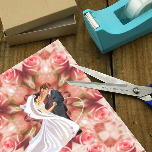 Bride and Groom with Roses Custom Gift Wrapping Paper - 58"x 23" (Made in USA)
