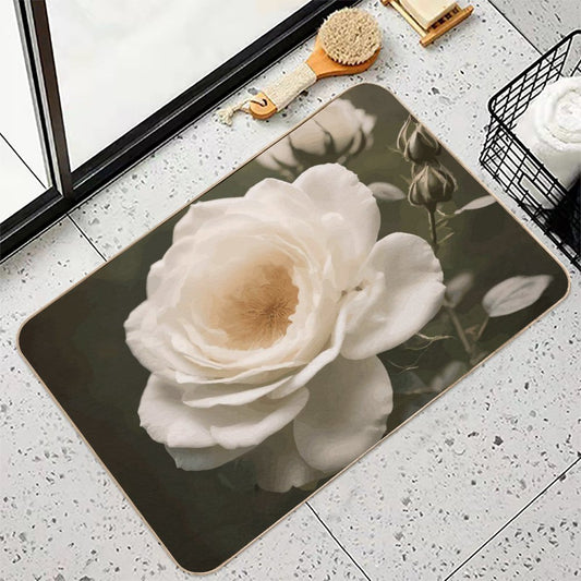 White Rose Flannel Non-slip Bath Mat - 16" x 24"