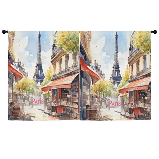 Eiffel Tower Paris France Window Curtains - 52" x 63" (Made in USA)