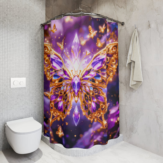 Stunning Purple Butterfly Shower Curtain - Elegant Bathroom Décor
