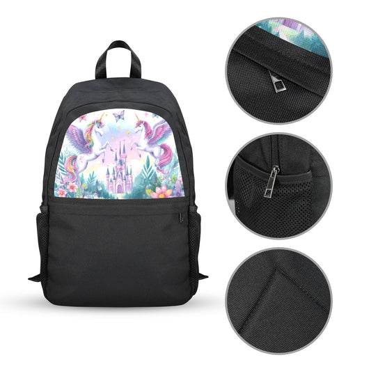 Unicorns and Castle Casual Backpack (Upper Part Printing) (Model 1753)