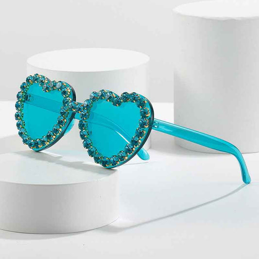 Peach Heart Rhinestone Sunglasses – Y2K INS Style