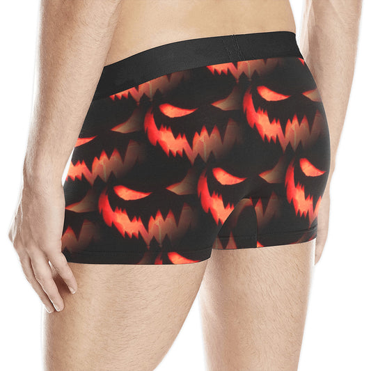 Orange Spooky Face Pattern Men's All Over Print Boxer Briefs (Model L10)