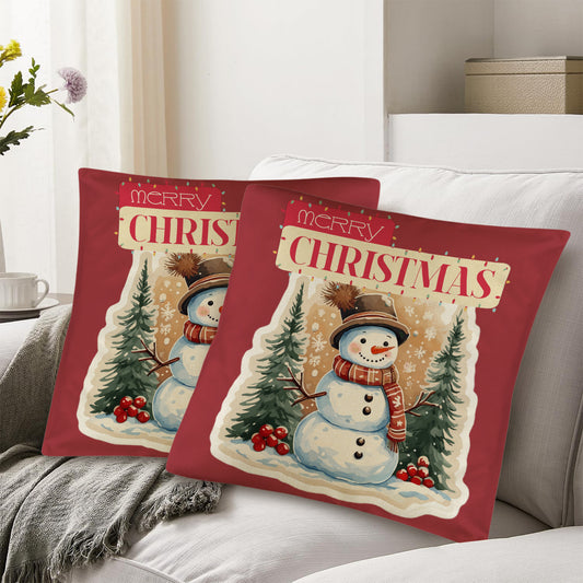 Merry Christmas Snowman Pillow Cases Throw Pillow Covers 18 x 18 inch