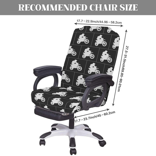 White Motorcycle Design Office Chair Cover (Made in USA)