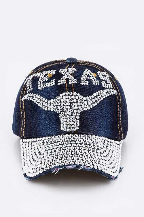 Gorra vaquera de moda con adornos de cristal de Texas