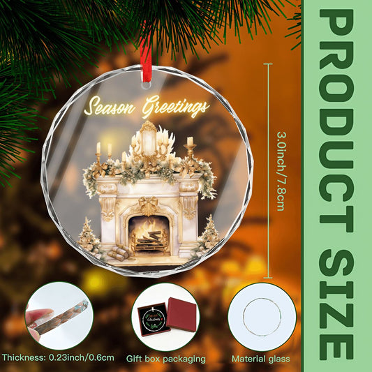 Round Glass Christmas Ornament (Made in USA) Golden Particle Deer With Sparkling Antlers On Black Background sianybdesignsChristmasfireplaceElegantGoldChristmassoft48dc604134c4417aa8042fd49c201560