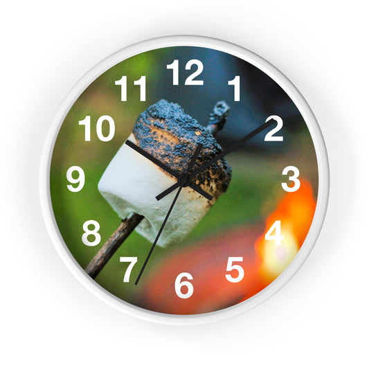 Roasted Marshmallow on a Stick Smores Wall Clock - Shell Design Boutique