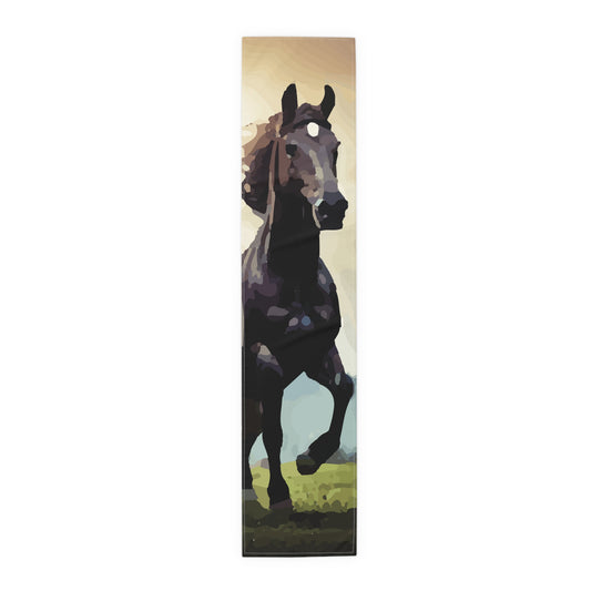 Camino de mesa de caballo negro salvaje