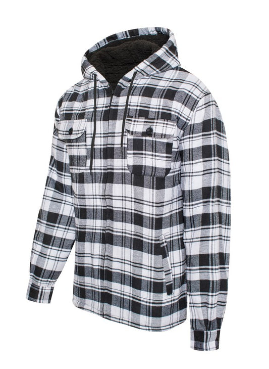 Men's Black Flannel Sherpa Lined Jacket