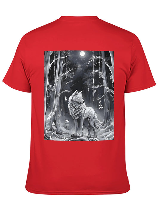 Ethereal Wolf in the Moonlight Short Sleeve Graphic T-Shirt (Back Printing)