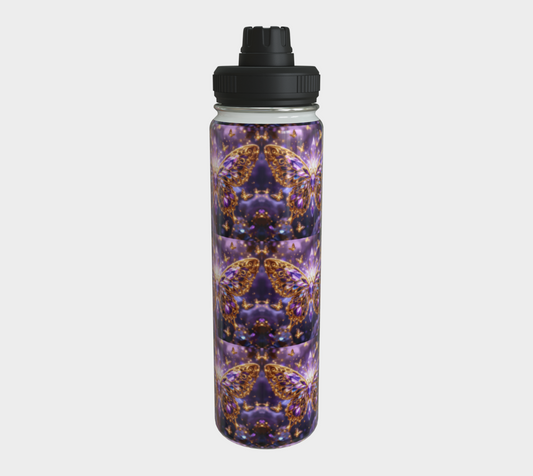 Crystal Purple Butterflies 24 oz Stainless Steel Water Bottle