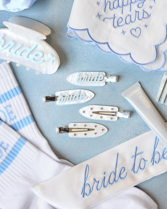 Fetti Blue White Bridal Beauty Hair Clips - 4 pieces