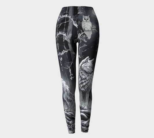 Ethereal Wolf in the Moonlight Printed Long Yoga Leggings