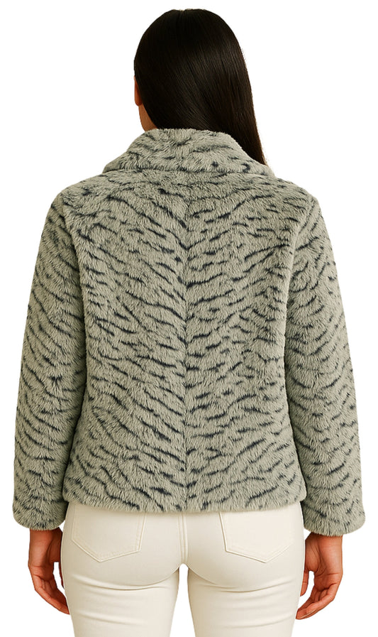Women's One Button Faux Fur Lined Swing Jacket