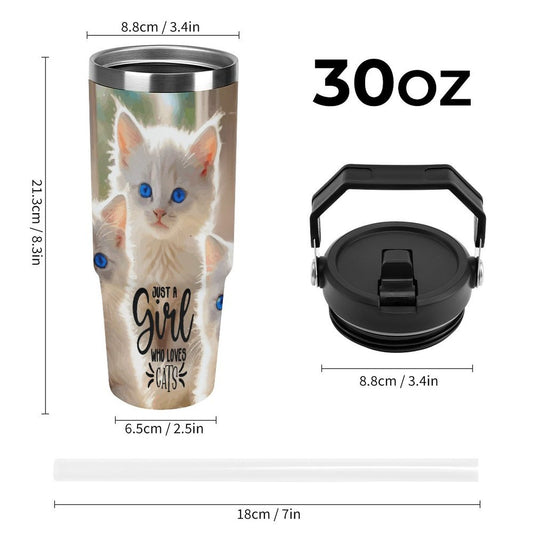 Just a Girl Who Loves Cats 30 oz Water Bottle