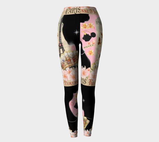 French Model Eiffel Tower Printed Long Yoga Leggings