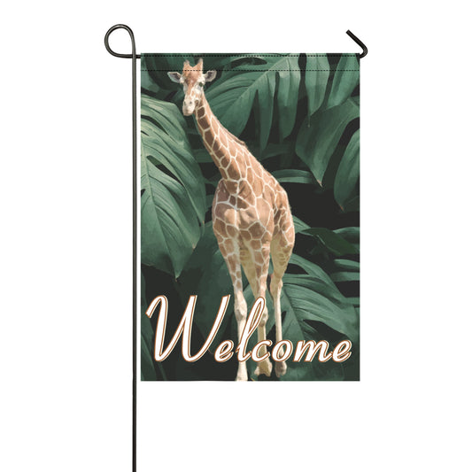 Tall Giraffe Welcome Garden Flag 12x 18 inch (Made in USA)