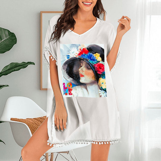 Women's Fashionable Lady Floral Elegance Chiffon Beach Coverup (Made in USA)