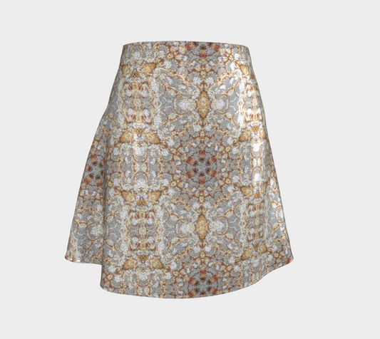 Gold Star Pattern Glittery Flared Short Skirt