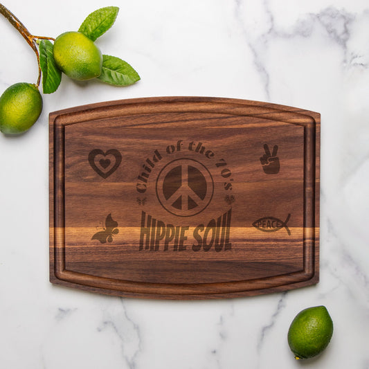 Child of the 70s Arched Wood Cutting Board with Groove - 12" x 9"