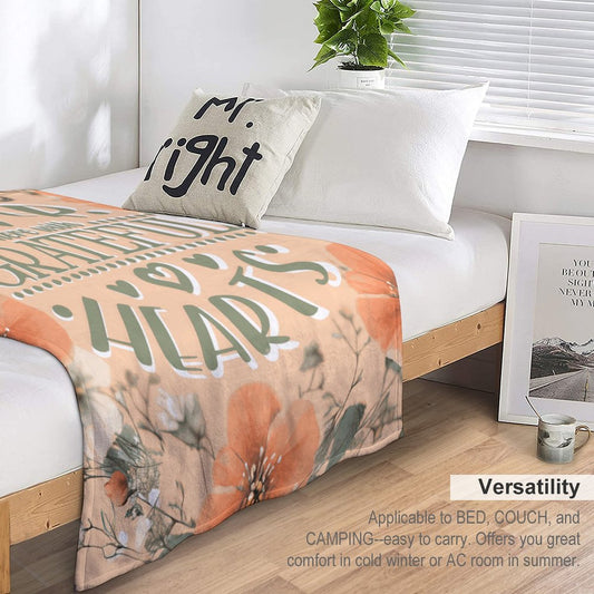 Gather Here with Grateful Hearts Orange Flannel Throw Blanket - 40"×50"